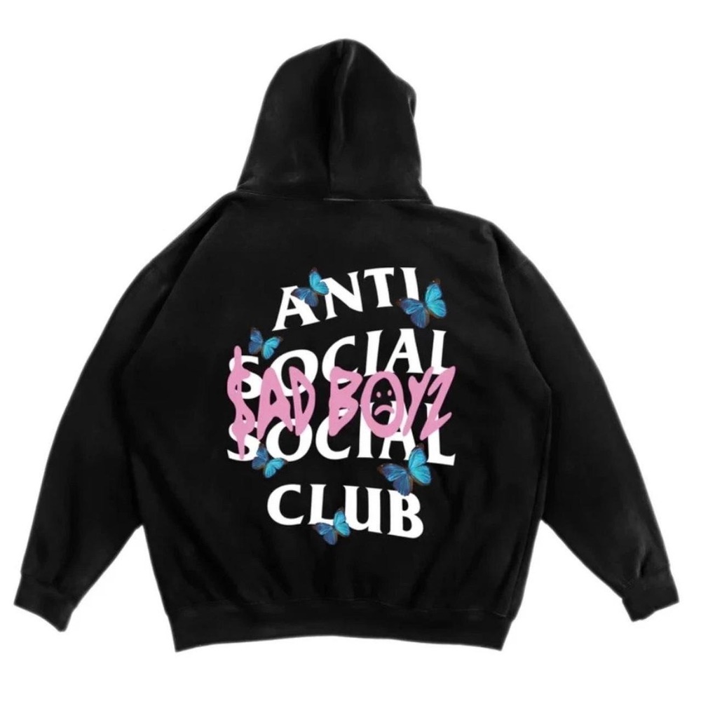 Anti Social Social Club Sad Boyz Blue Butterflies Hoodie size  XL Brand New .